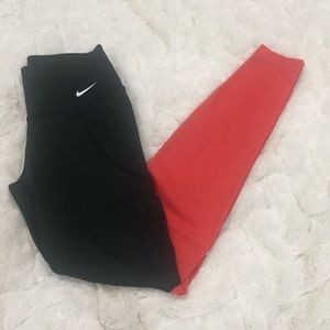 Nike XSmall black and pink leggings with complete mesh detail